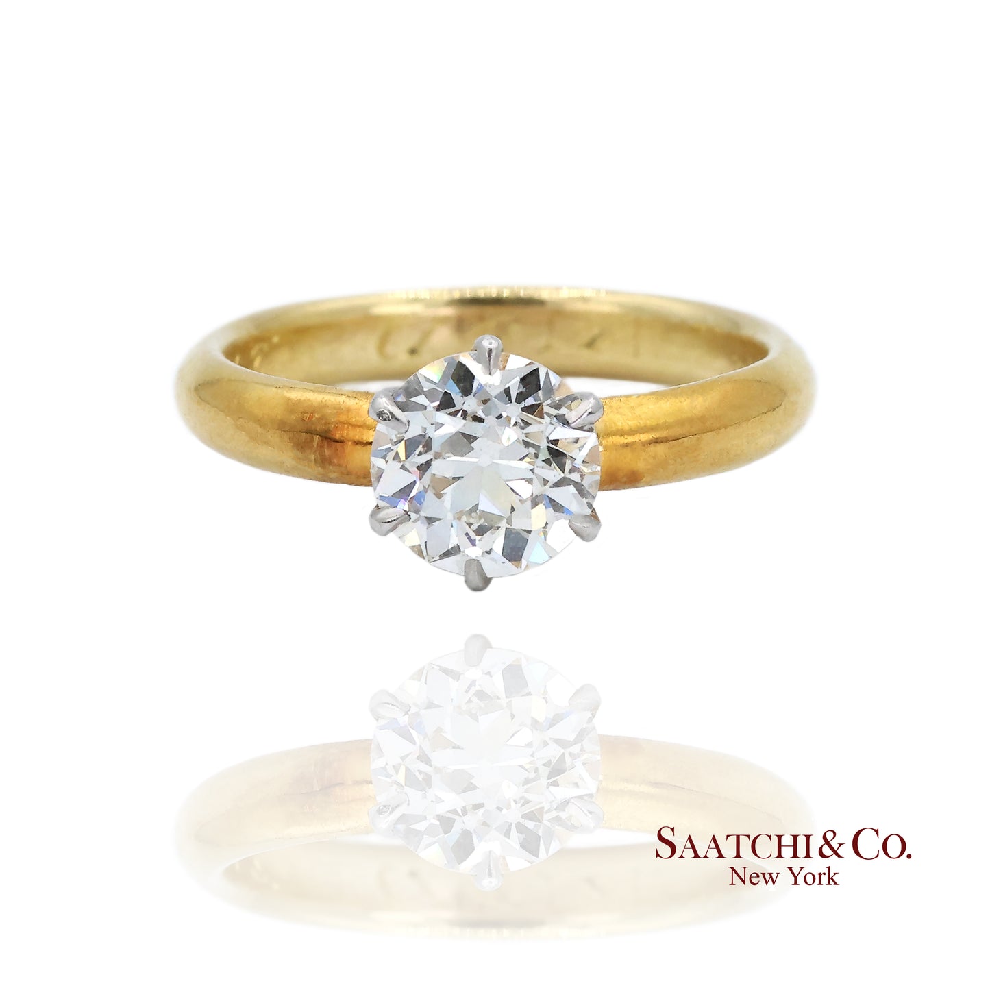 Estate Tiffany & Company solitaire with Old European GIA certified center diamond