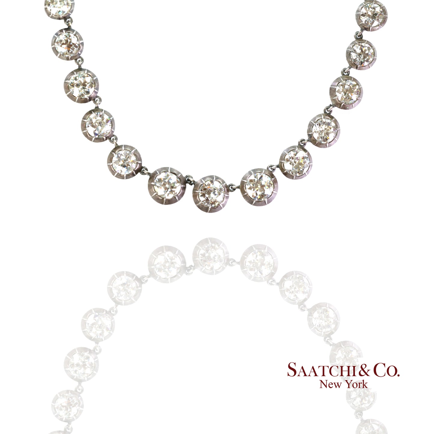 Vintage 61 Ct Natural Diamond Graduated Necklace