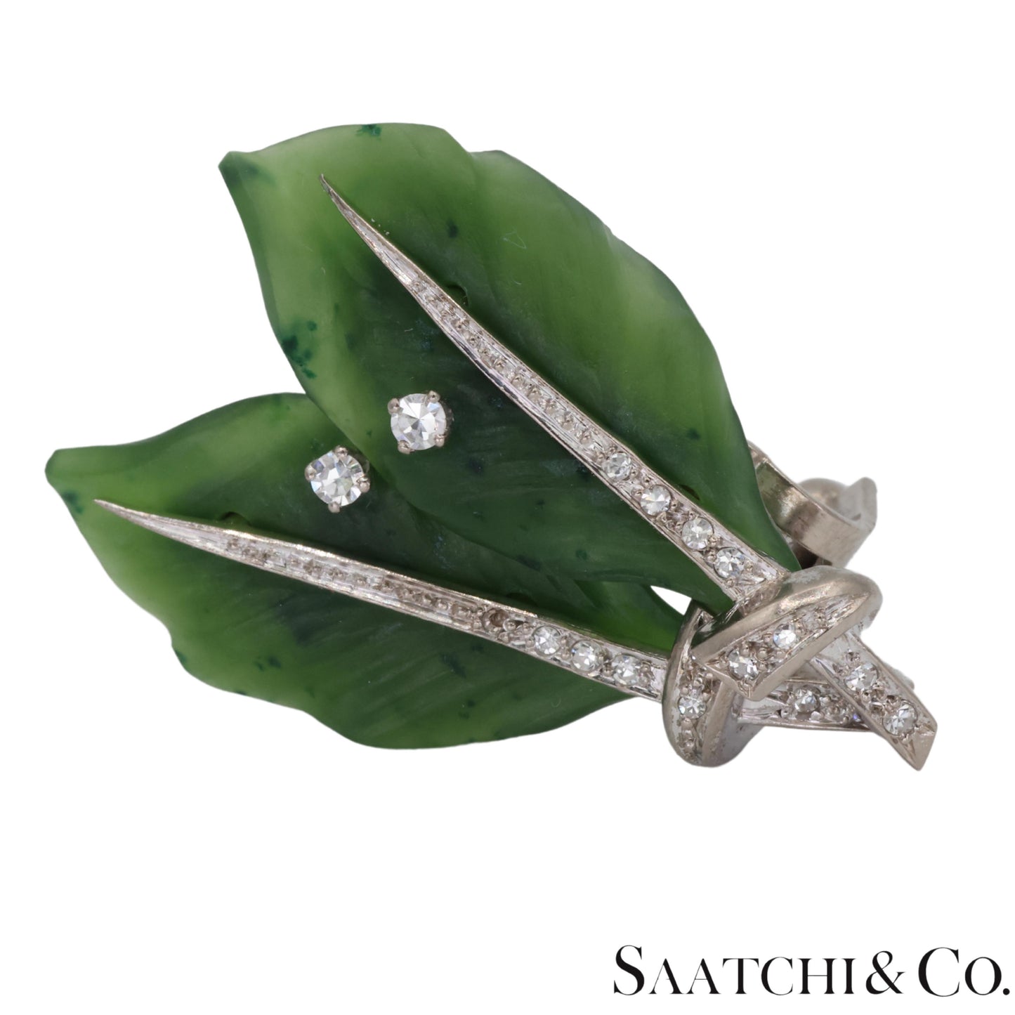 Gia Certified Vintage Jade Platinum 900 Earrings