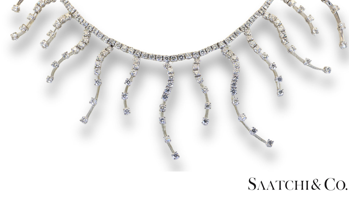 18K (750) White Gold - 12.60 Ct Natural Diamond -VVS: Necklace
