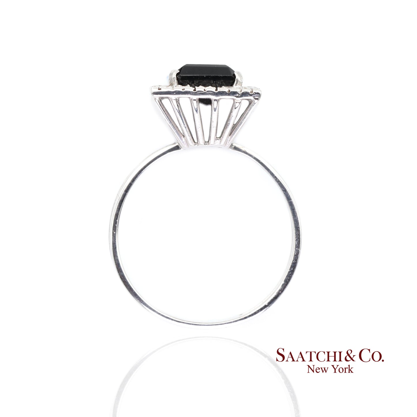 Pt 900 Natural Green Tourmaline and Natural Diamond Ring