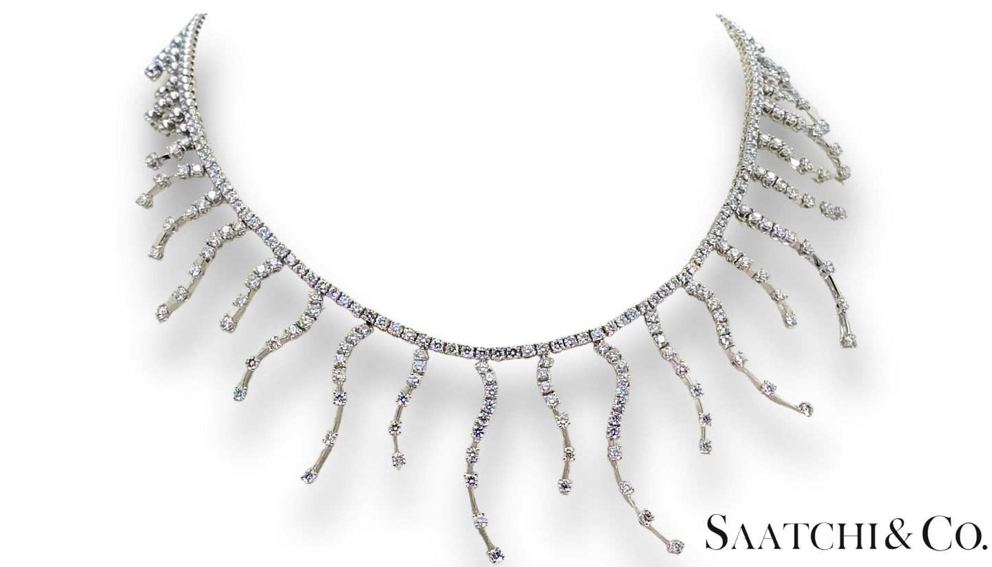 18K (750) White Gold - 12.60 Ct Natural Diamond -VVS: Necklace