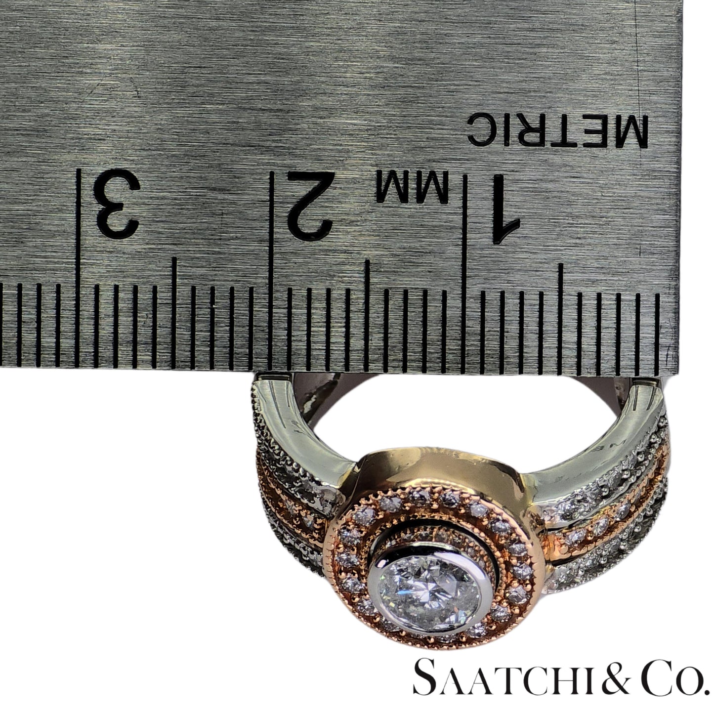 14K (585) White and Rose Gold Natural Diamond Ring