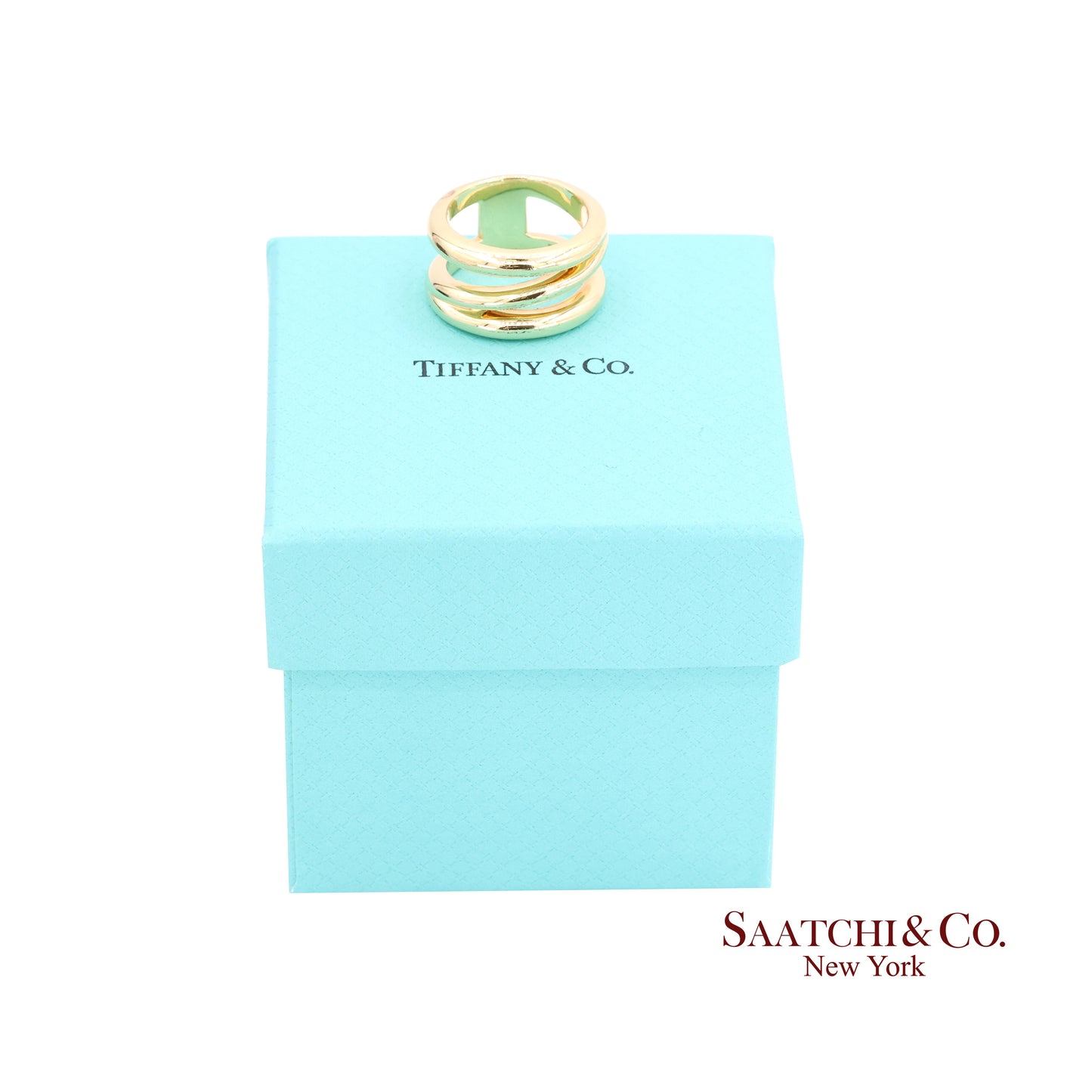 TIFFANY & Co. 18K Gold Diagonal Ring 5.5 Yellow Gold