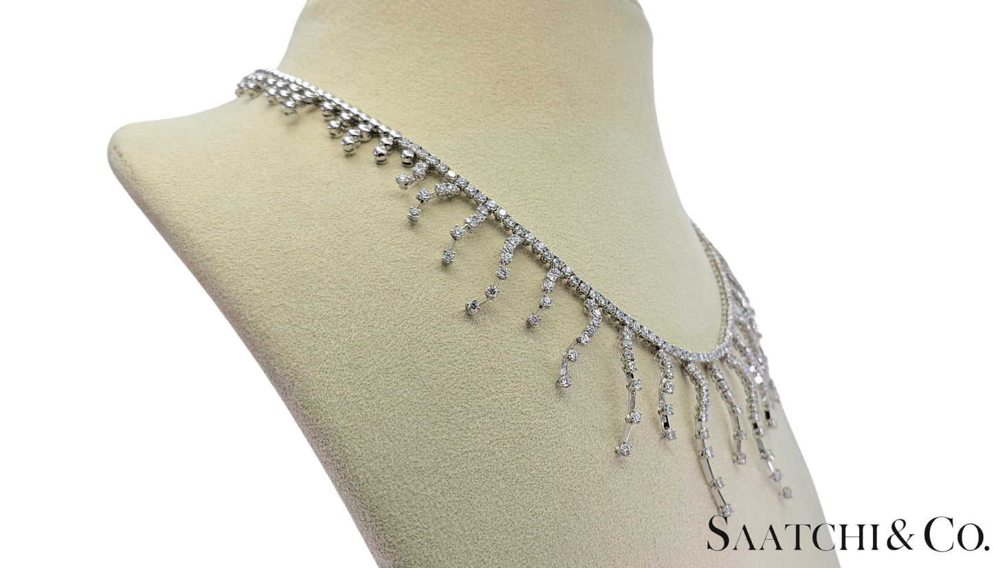 18K (750) White Gold - 12.60 Ct Natural Diamond -VVS: Necklace