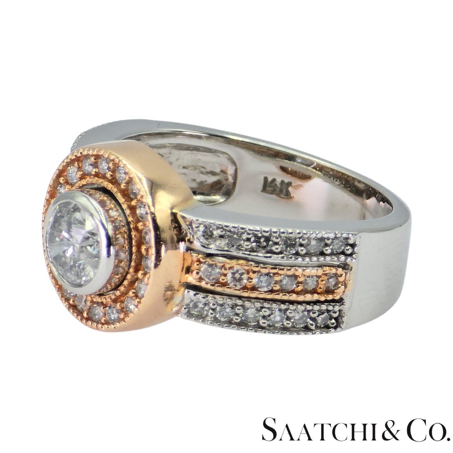 14K (585) White and Rose Gold Natural Diamond Ring