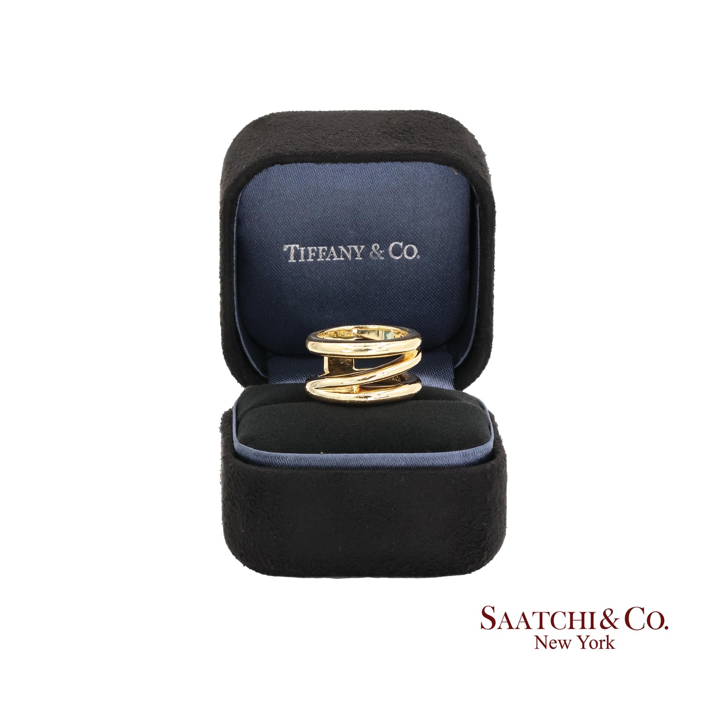 TIFFANY & Co. 18K Gold Diagonal Ring 5.5 Yellow Gold