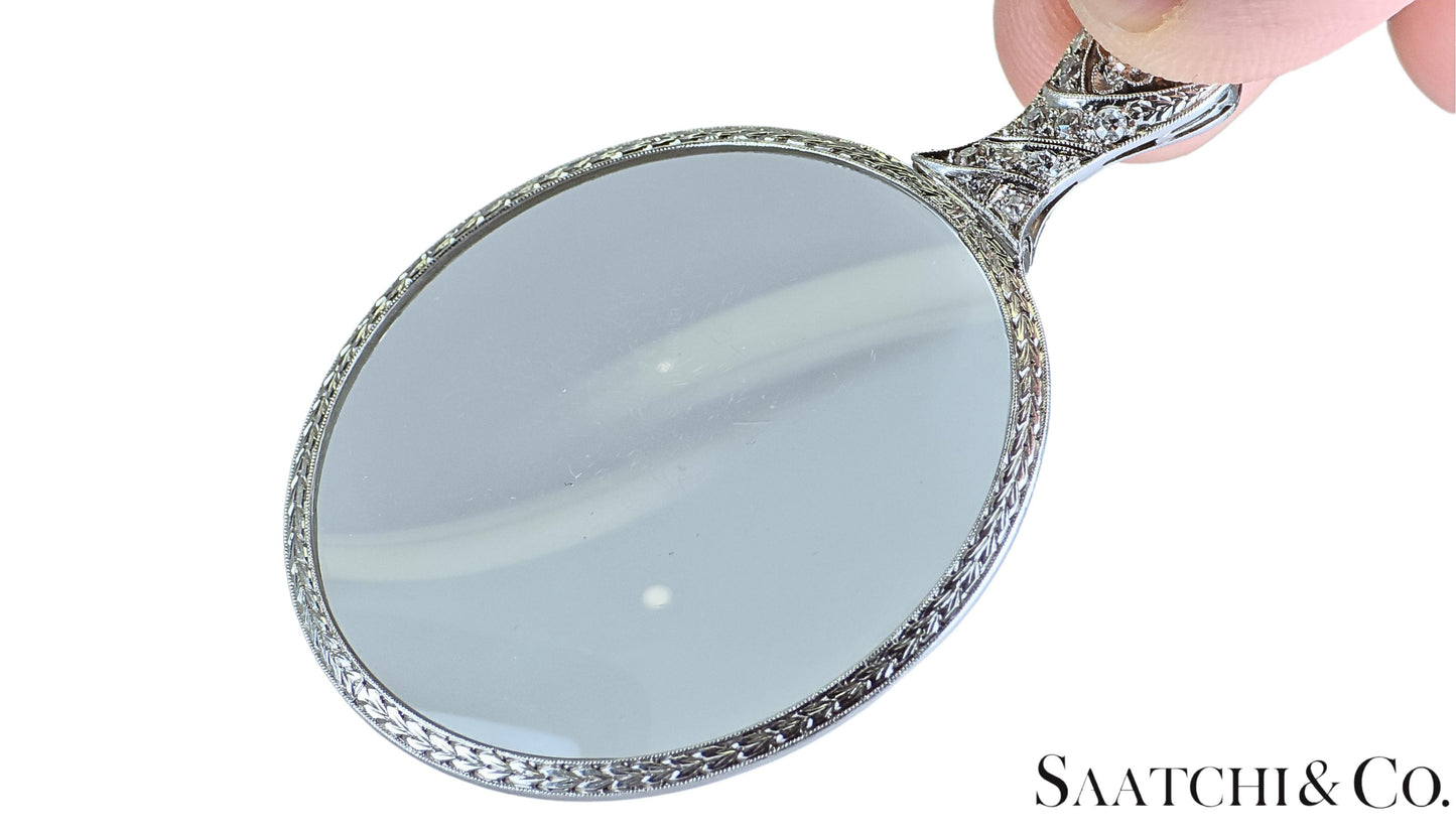 Vintage Platinum (950)- Natural diamond Quizzing/Eye Magnifying glass.