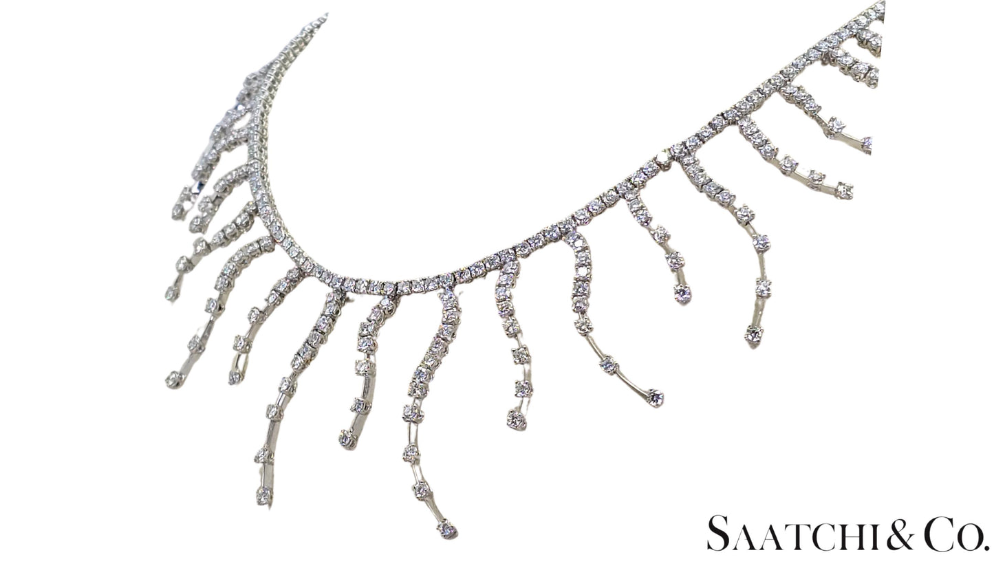 18K (750) White Gold - 12.60 Ct Natural Diamond -VVS: Necklace