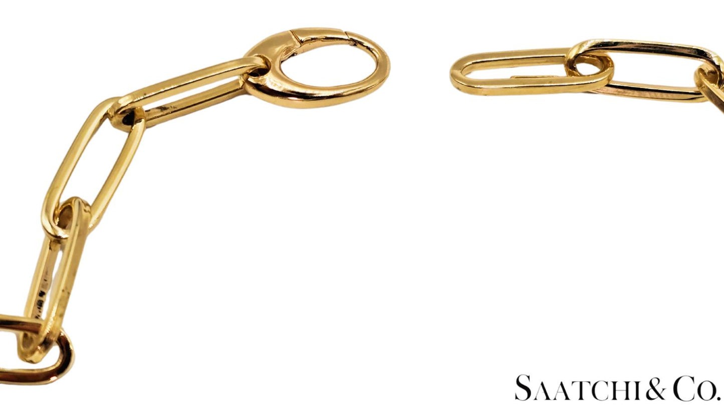 14K (585) White - Yellow Gold Two tone PaperClip shape Necklace -Natural Diamond