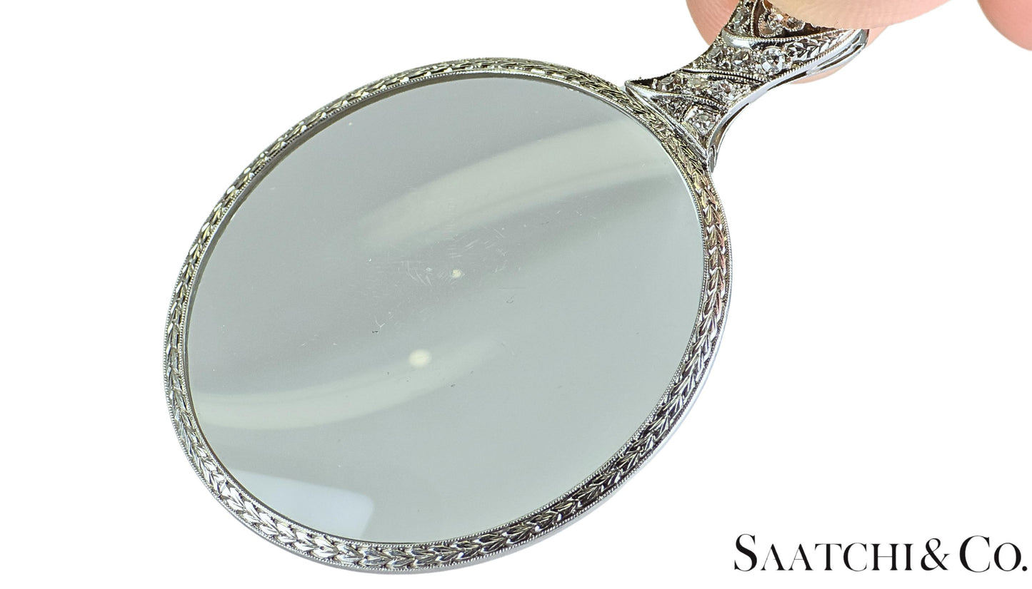 Vintage Platinum (950)- Natural diamond Quizzing/Eye Magnifying glass.