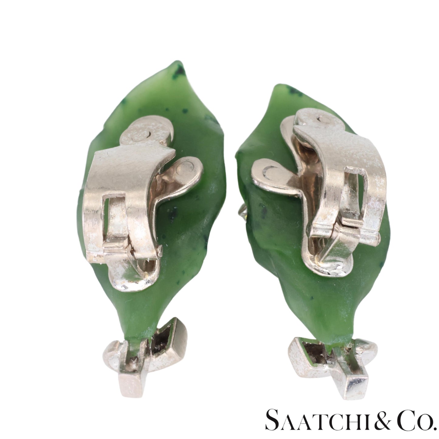 Gia Certified Vintage Jade Platinum 900 Earrings