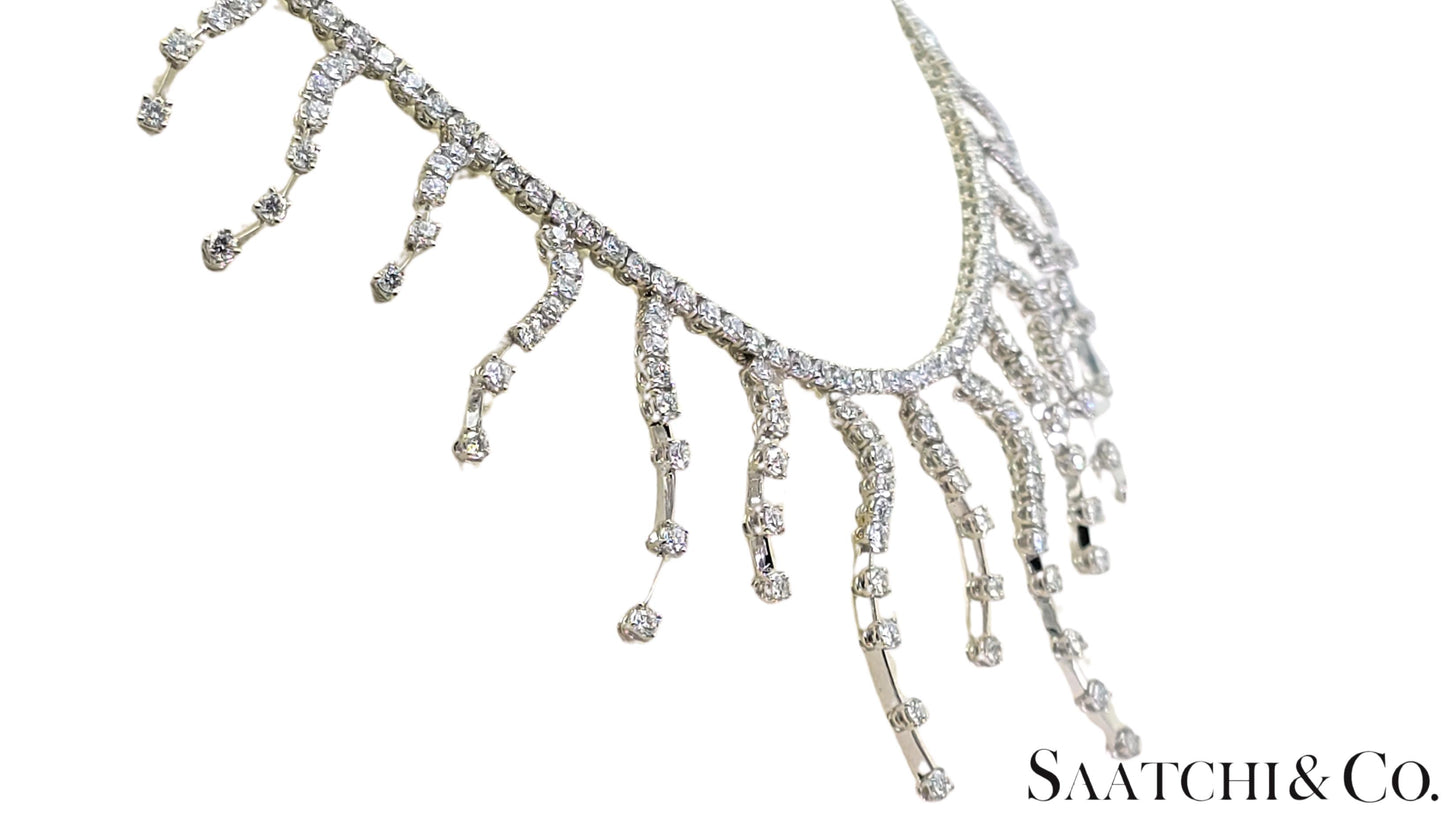 18K (750) White Gold - 12.60 Ct Natural Diamond -VVS: Necklace