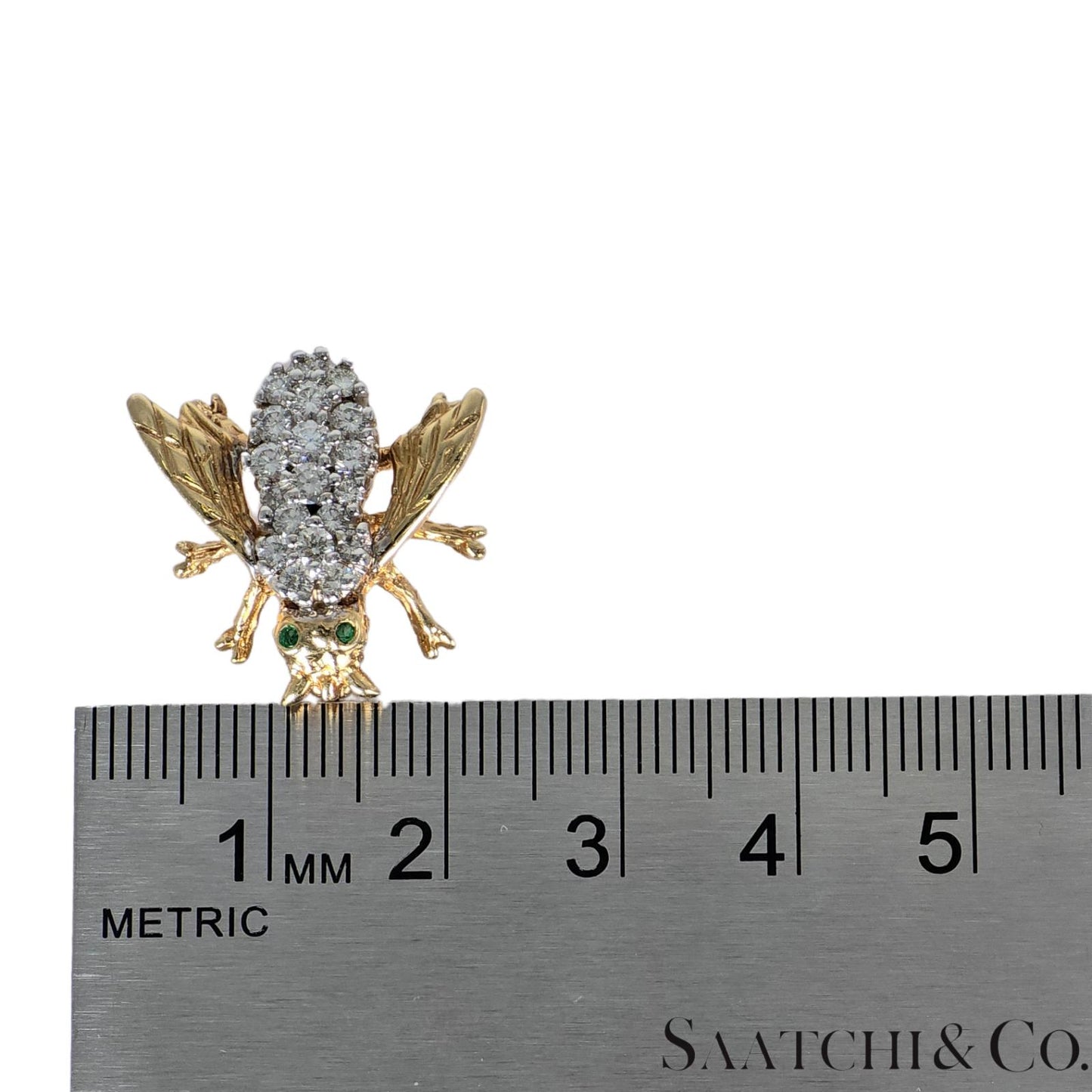 14k (585) Yellow Gold Natural Diamond Bee Shape Brooch/Pin