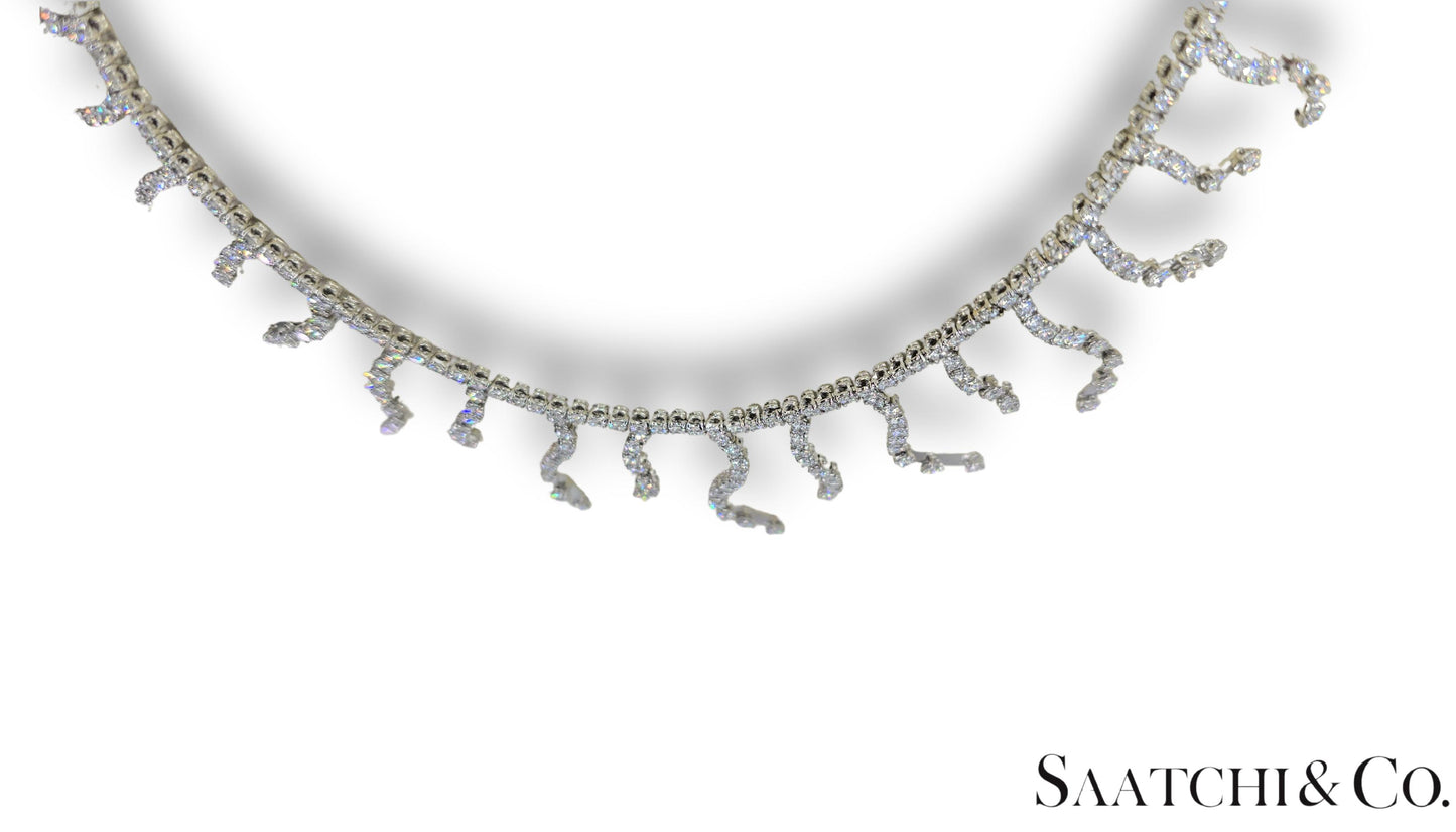 18K (750) White Gold - 12.60 Ct Natural Diamond -VVS: Necklace