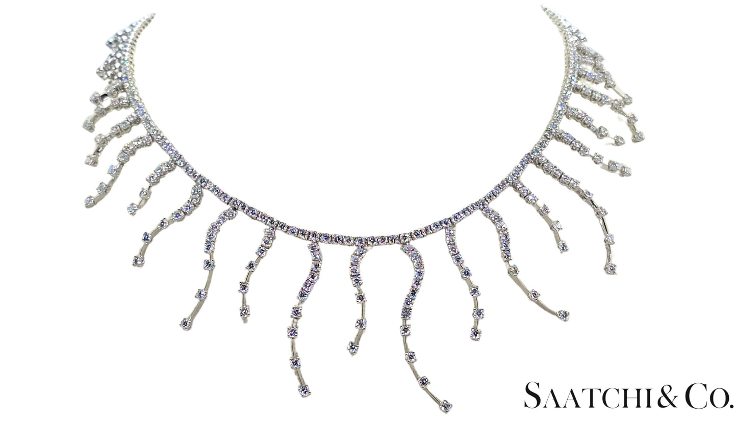 18K (750) White Gold - 12.60 Ct Natural Diamond -VVS: Necklace