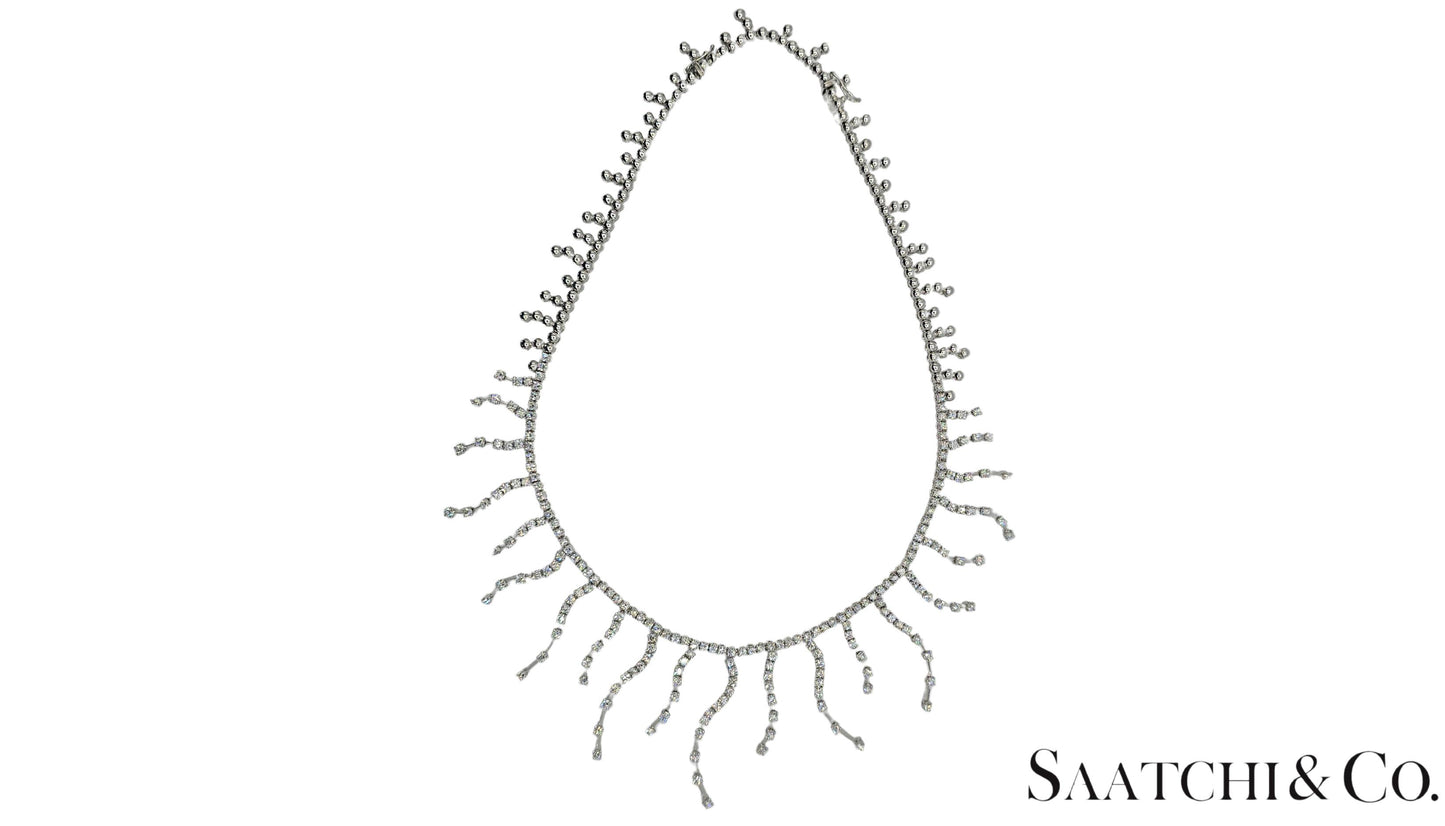 18K (750) White Gold - 12.60 Ct Natural Diamond -VVS: Necklace