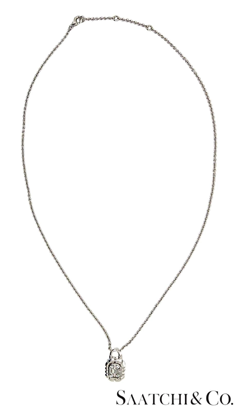 18K White Gold - 0.39 Ct Natural Diamond Luck Shape Pendant with Chain