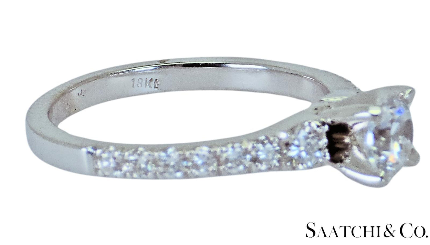 18K White Gold - Natural Diamond Solitaire ring Engagement/Anniversary/Wedding