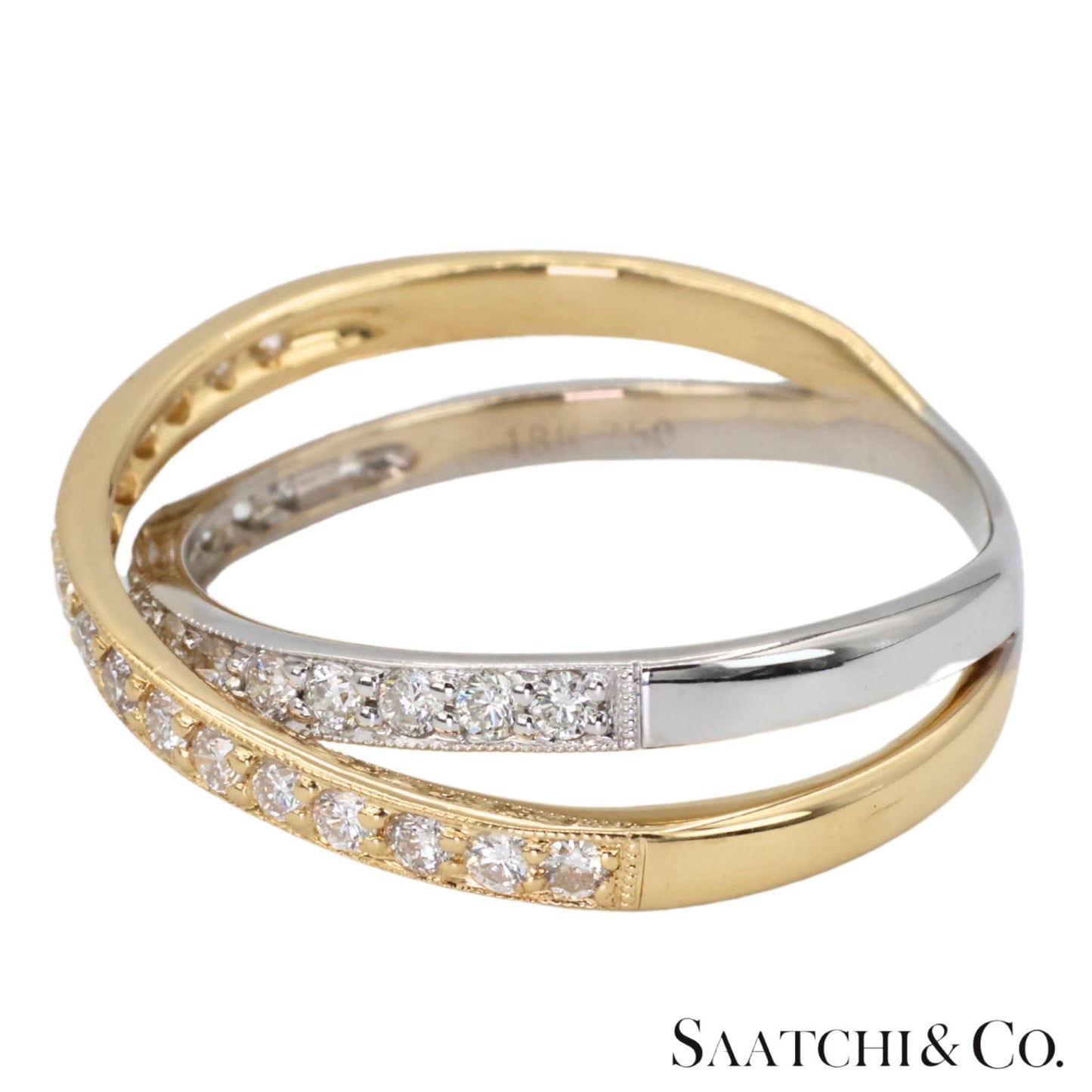18k (750) Two tone Natural DIamond Ring