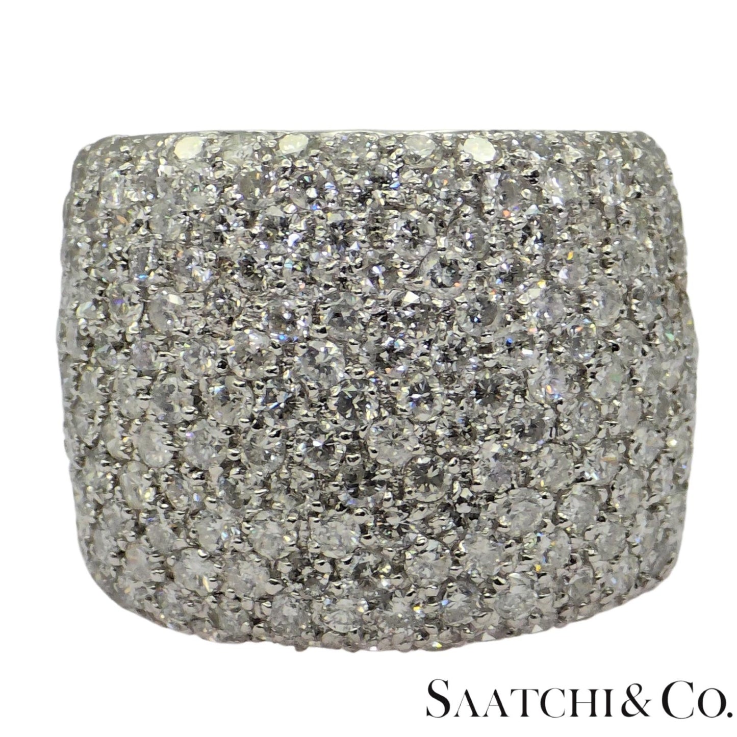 18k (750) White Gold 4 Ct Natural White Diamond Wide Band/Ring