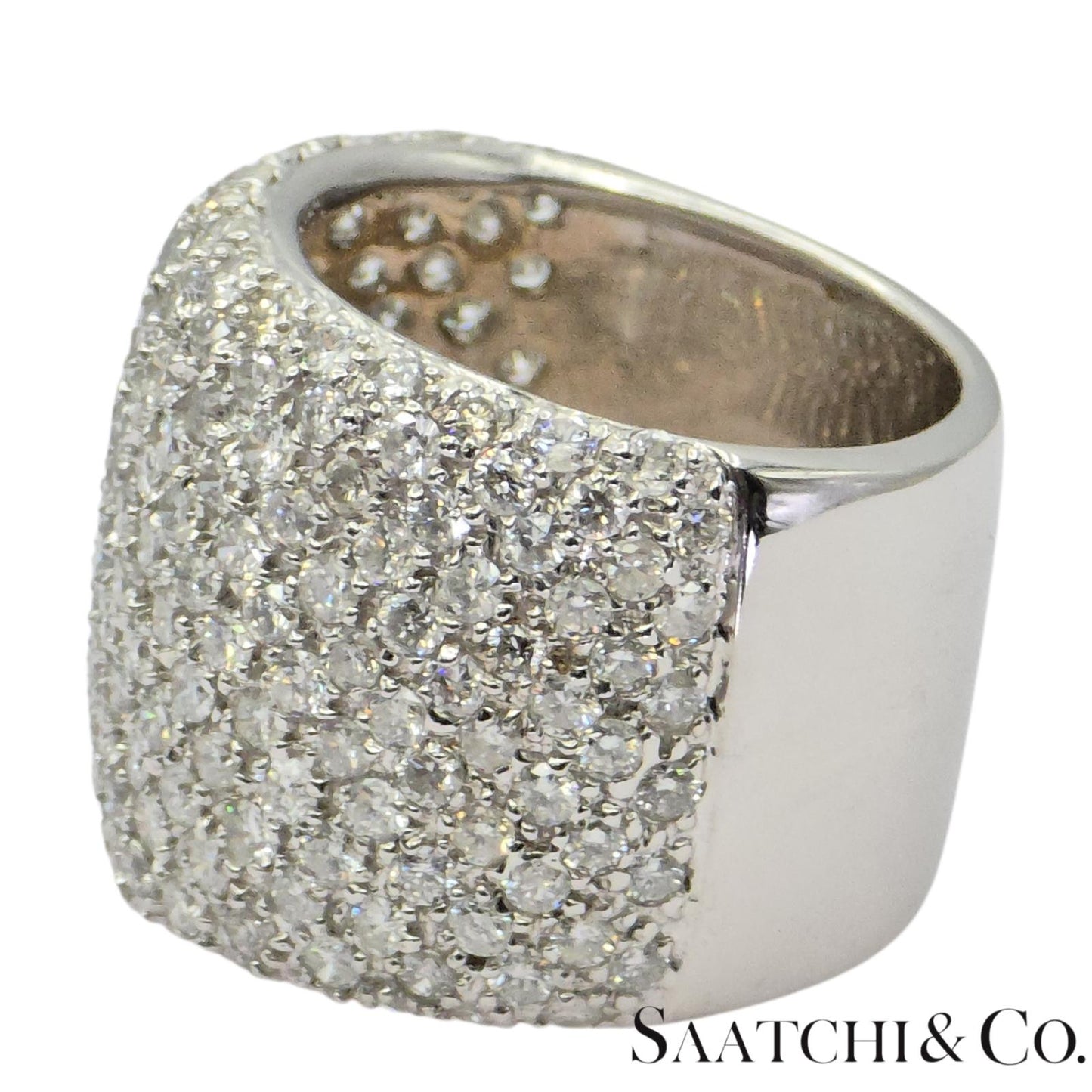 18k (750) White Gold 4 Ct Natural White Diamond Wide Band/Ring