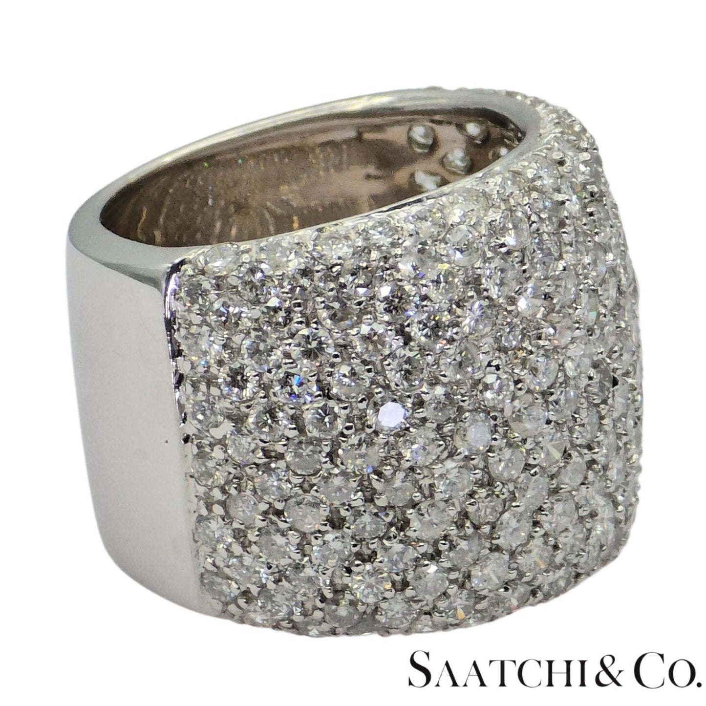 18k (750) White Gold 4 Ct Natural White Diamond Wide Band/Ring