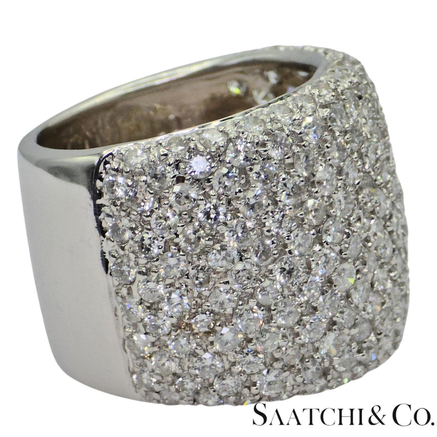 18k (750) White Gold 4 Ct Natural White Diamond Wide Band/Ring
