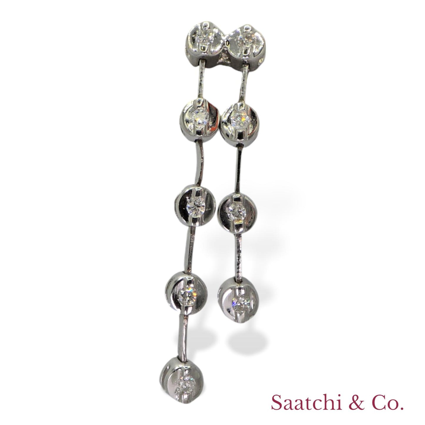 18k (750) White Gold Natural Diamond Chain Earrings