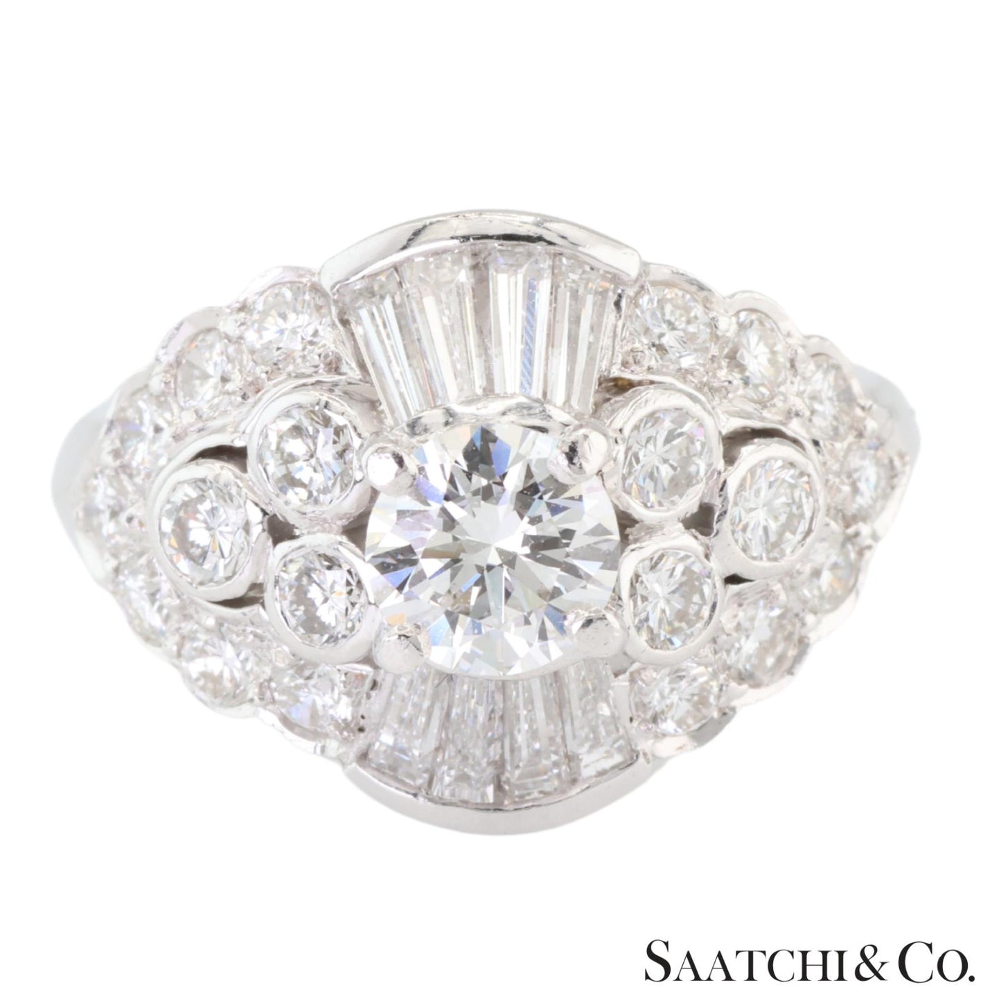 18k (750) White Gold Natural White Diamond Cocktail Ring