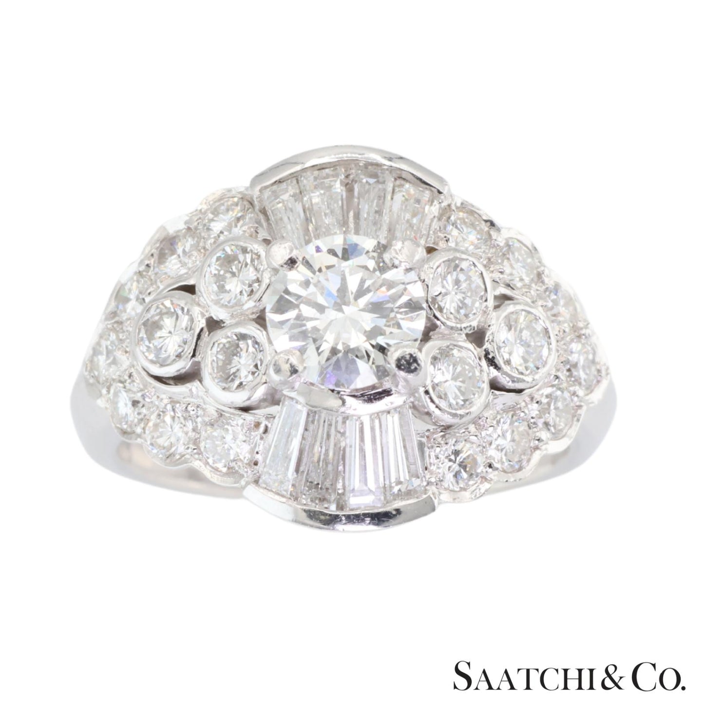 18k (750) White Gold Natural White Diamond Cocktail Ring