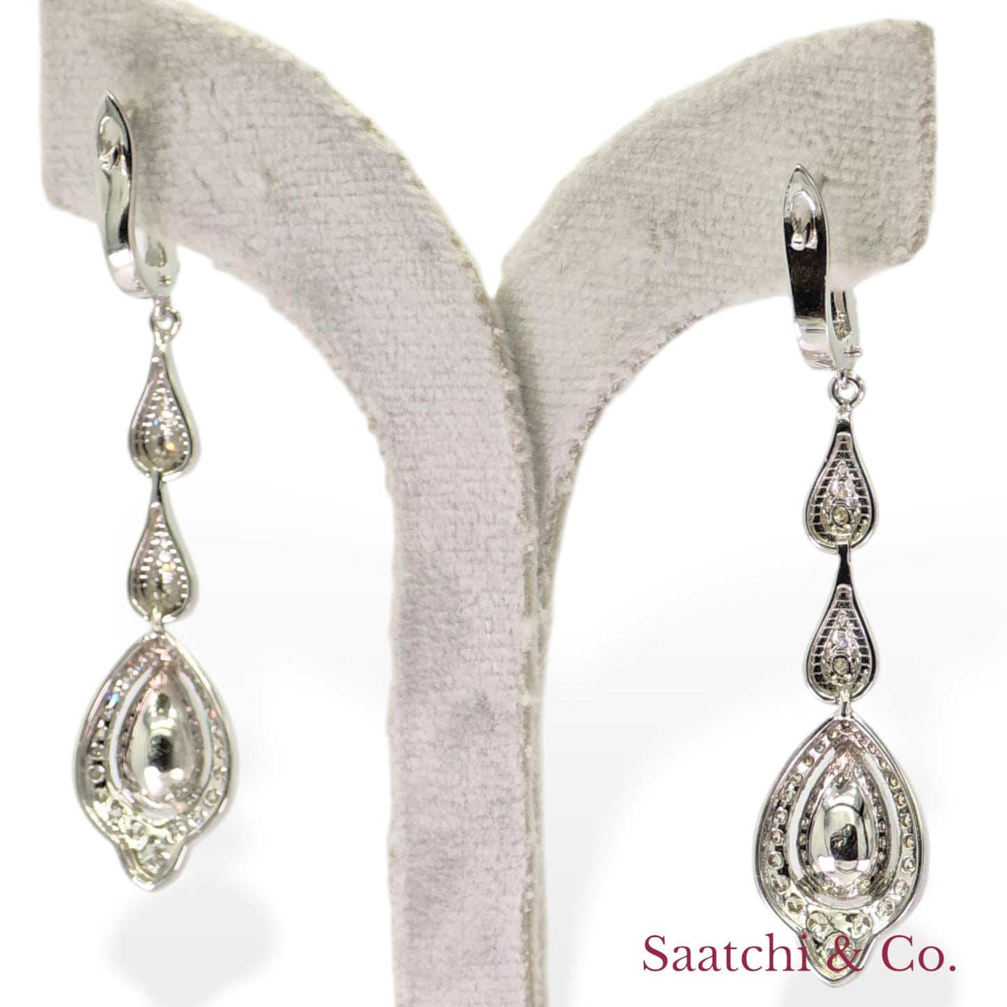 18k (750) White Gold Zambian Emerald and Natural Diamond Earrings