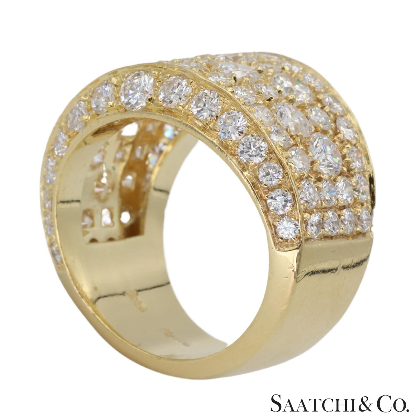 18k (750) Yellow Gold Natural 4.50 Ct Diamond Cocktail Ring