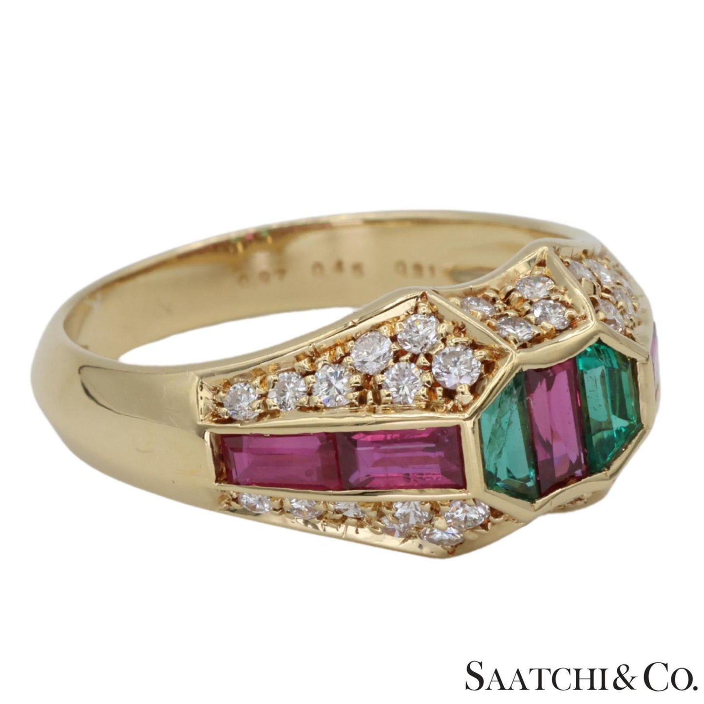 18k (750) Yellow Gold Natural Gemstone and Diamond Ring