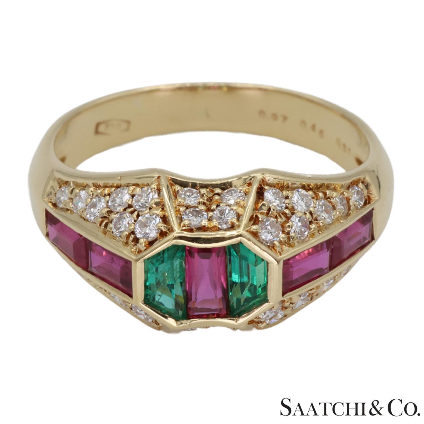 18k (750) Yellow Gold Natural Gemstone and Diamond Ring