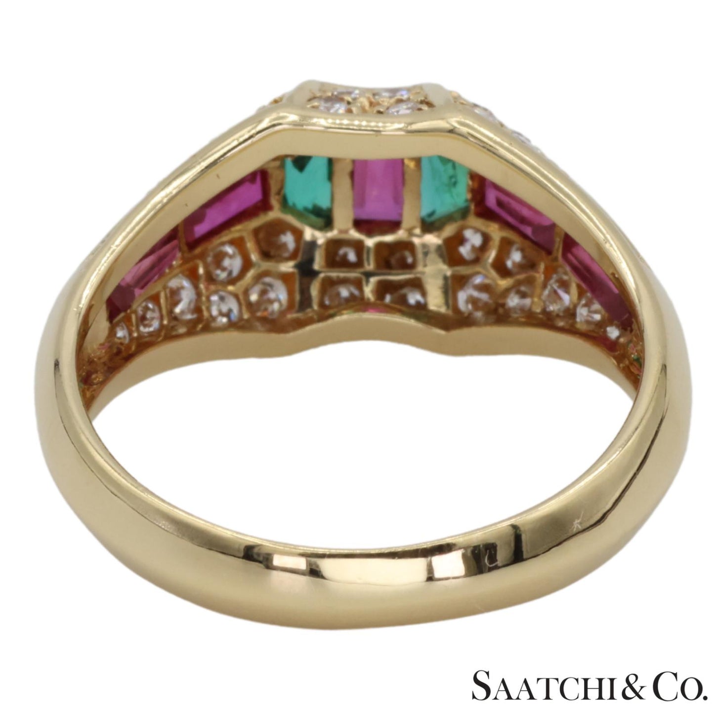 18k (750) Yellow Gold Natural Gemstone and Diamond Ring