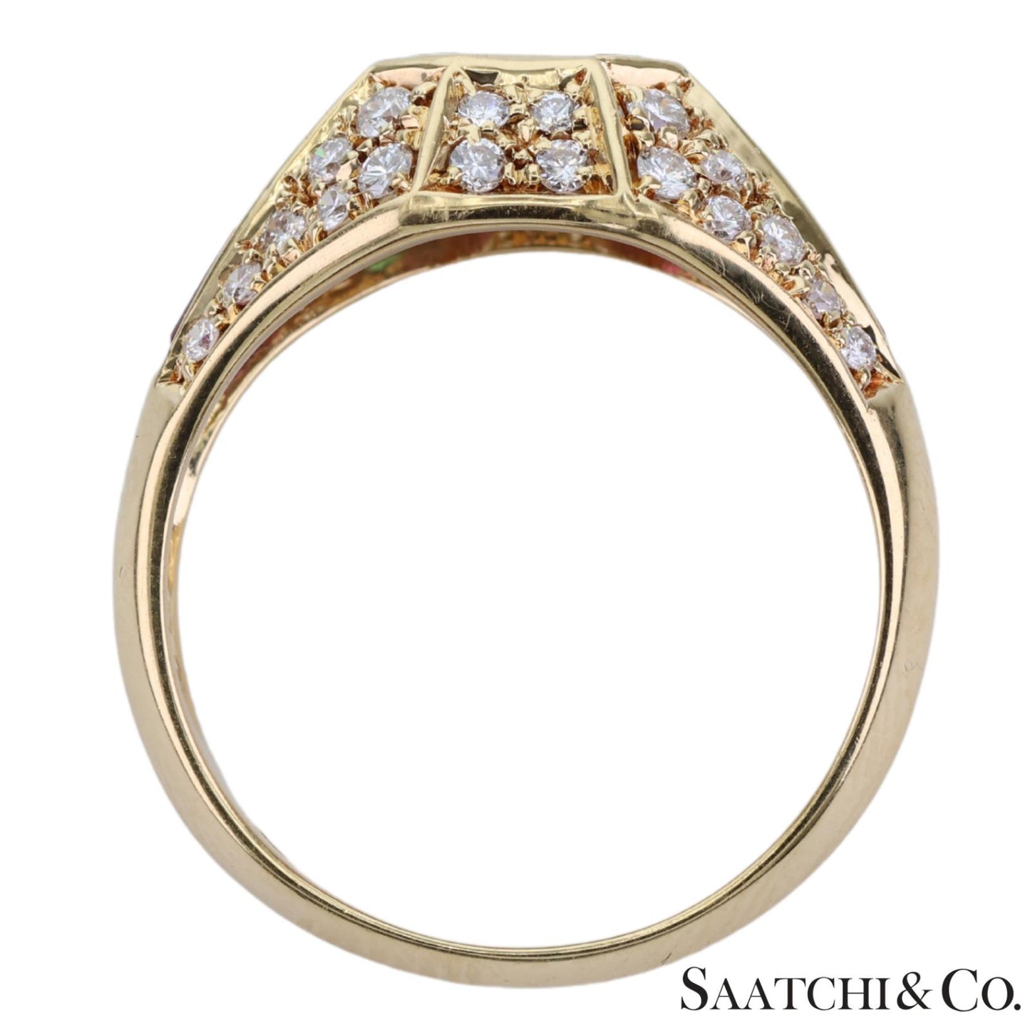 18k (750) Yellow Gold Natural Gemstone and Diamond Ring