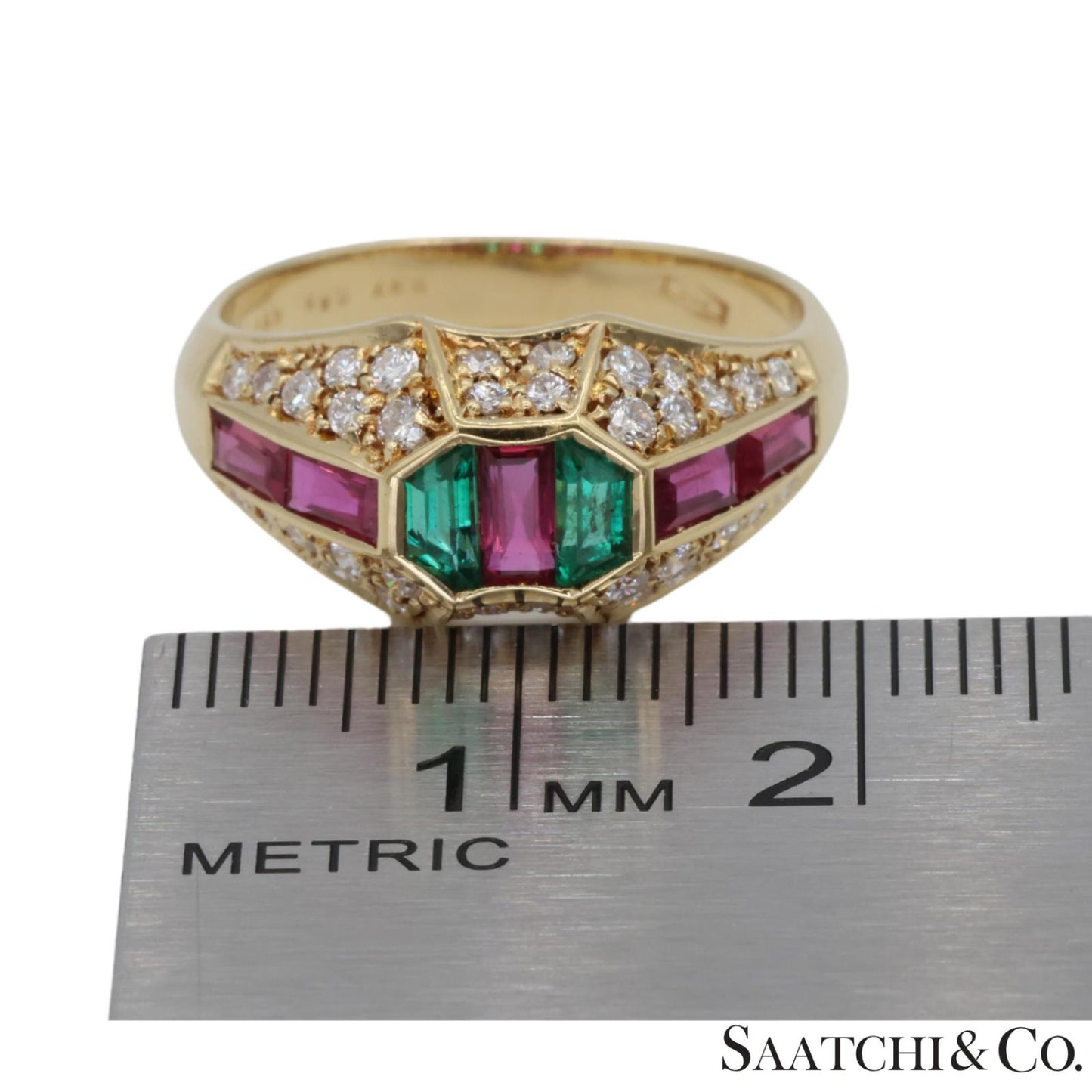 18k (750) Yellow Gold Natural Gemstone and Diamond Ring