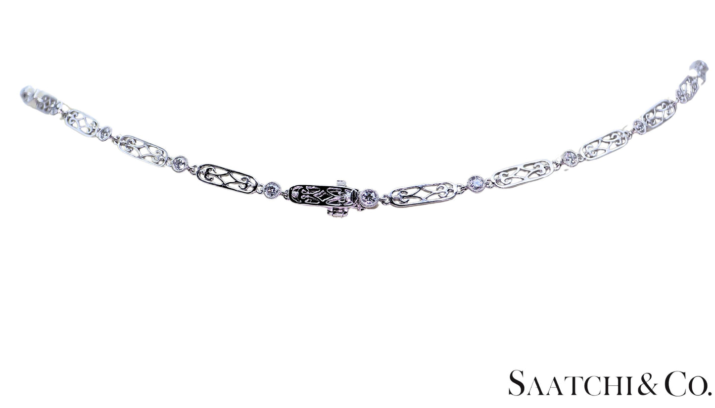 GIA Certified Diamond and Natural Sapphire in Platinum 950 Elegant Necklace