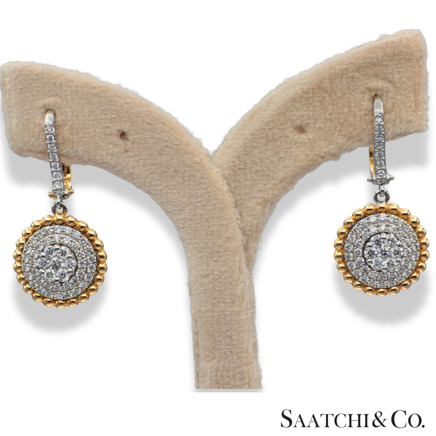 Two Tone Natural Diamond Earring in 18K (750) White & Rose Gold