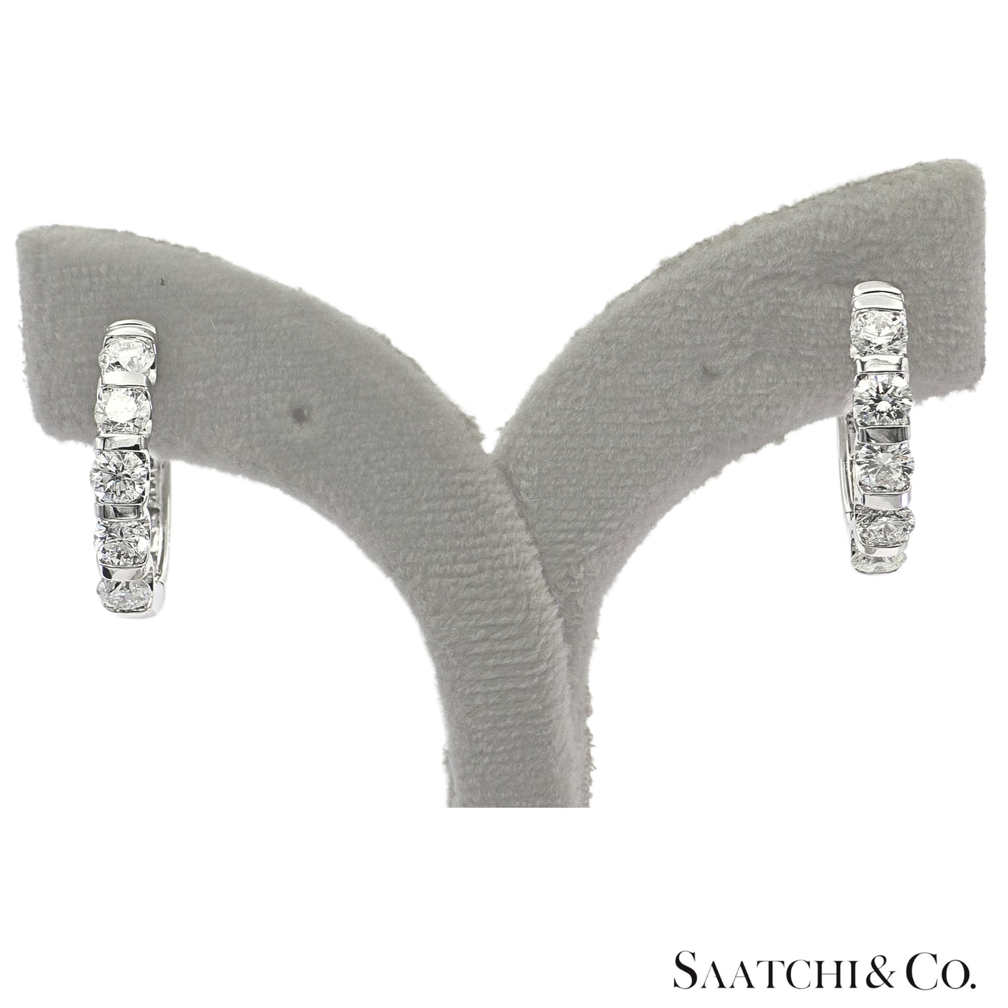 Natural Diamond Hoop Earrings 14K (585) White Gold