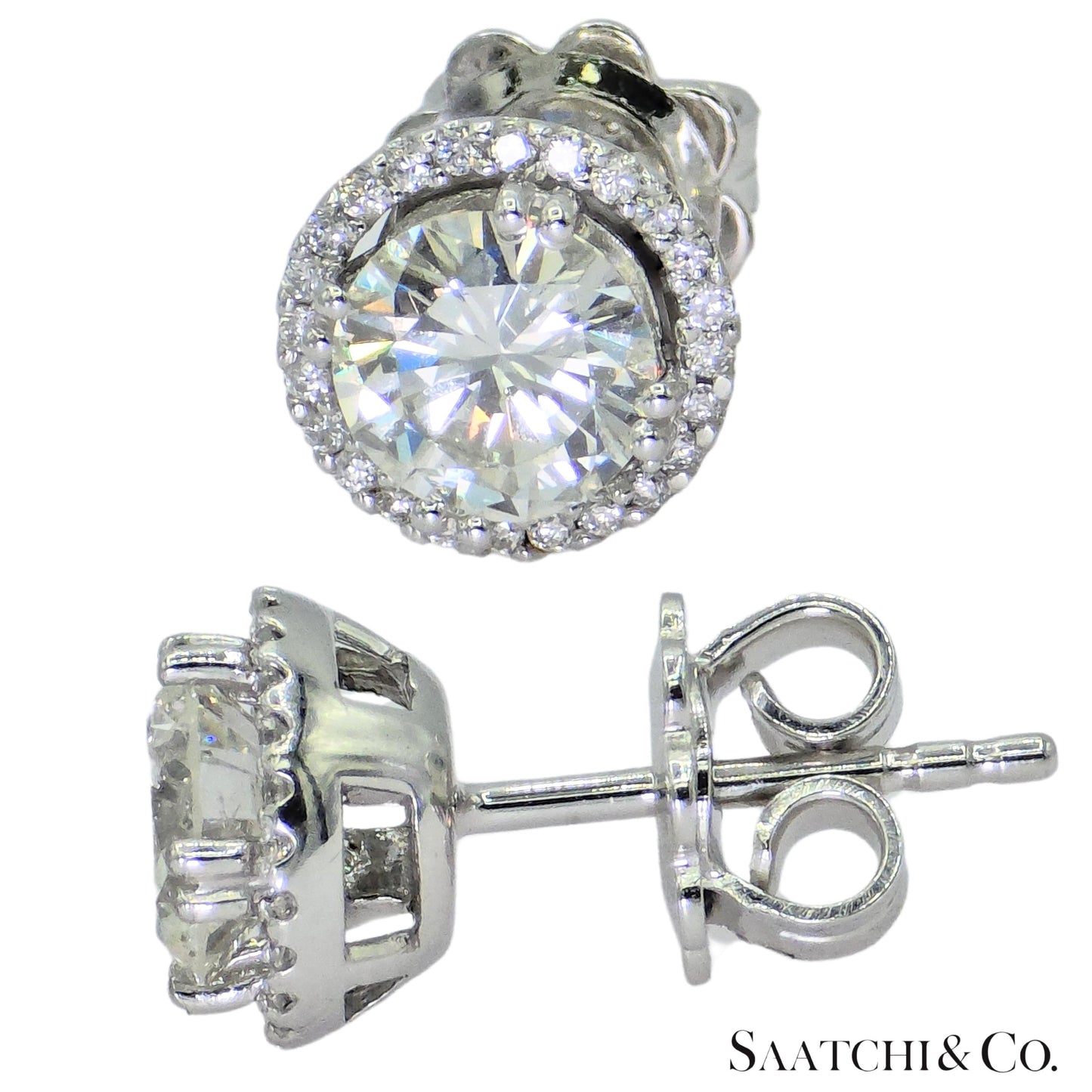 GIA Hilo Stud Natural Diamond Earring White 18k Gold