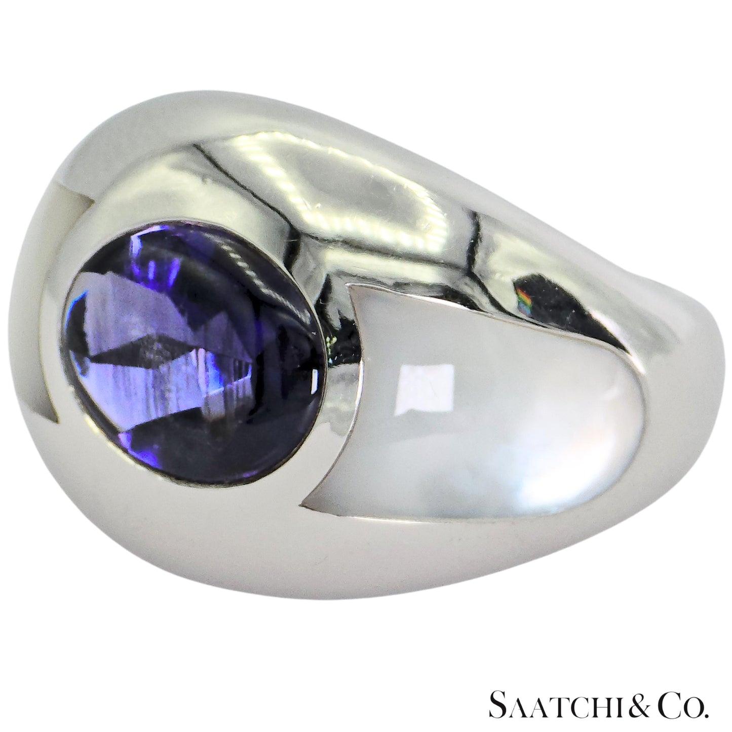 MAUBOUSSIN Blue Violet Iolite Ring 18K (750) White Gold