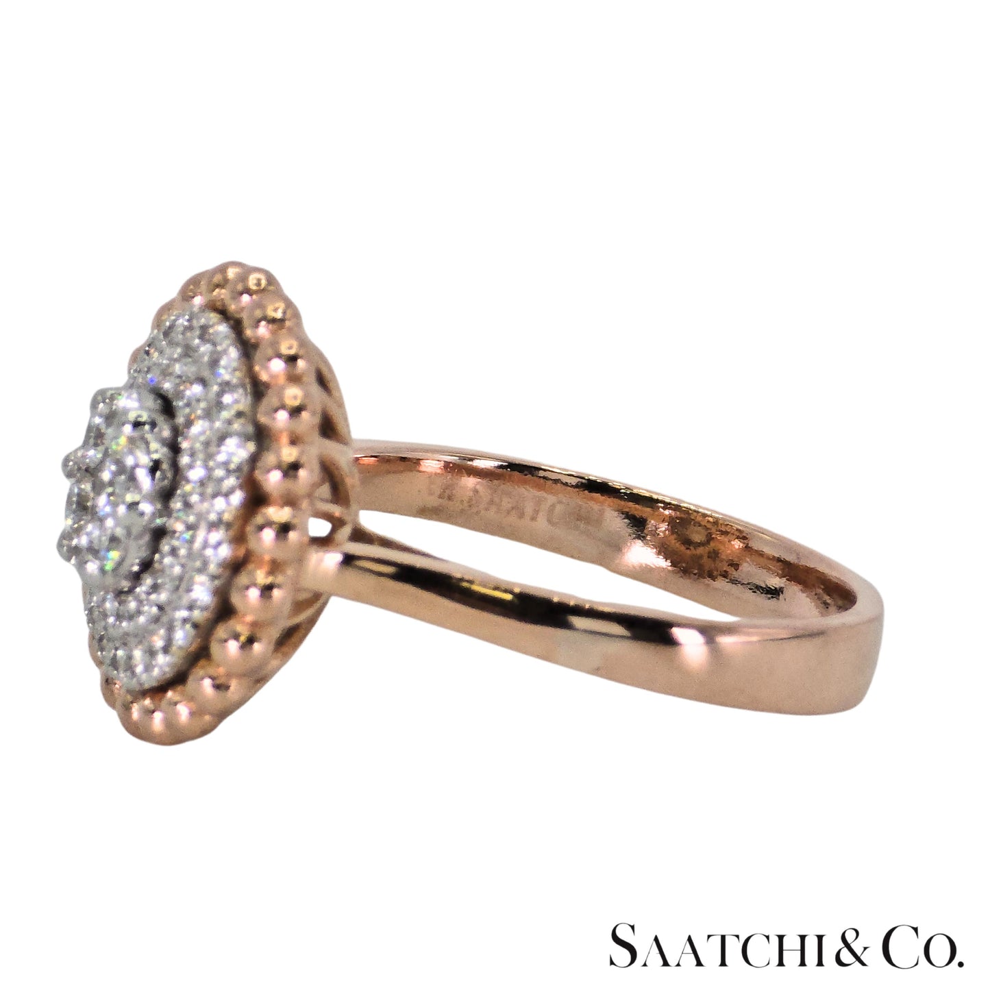 Natural Diamond Ring 18K White Rose Gold (750) Two Tone