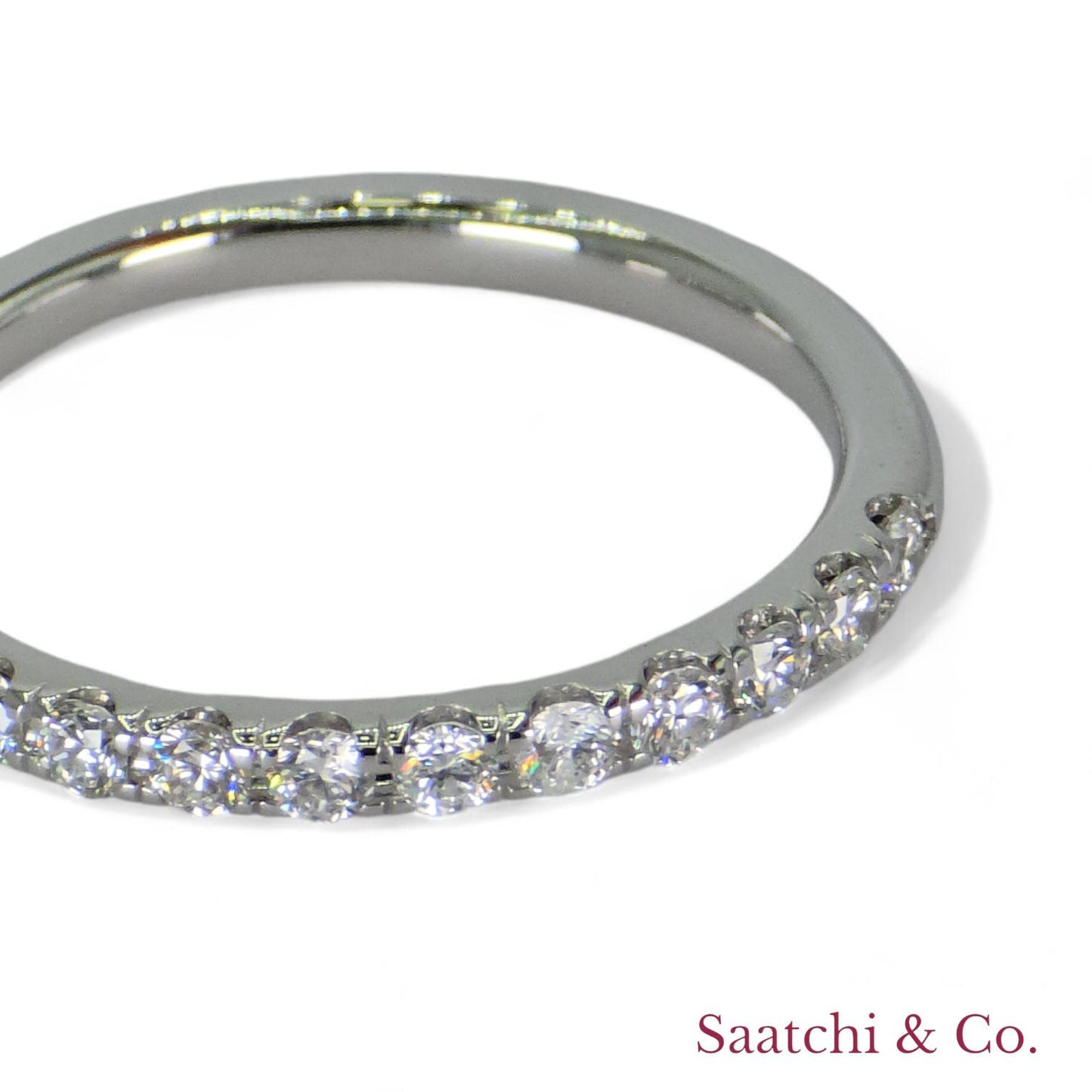 14k (585) White Gold Natural Diamond Half Eternity Band