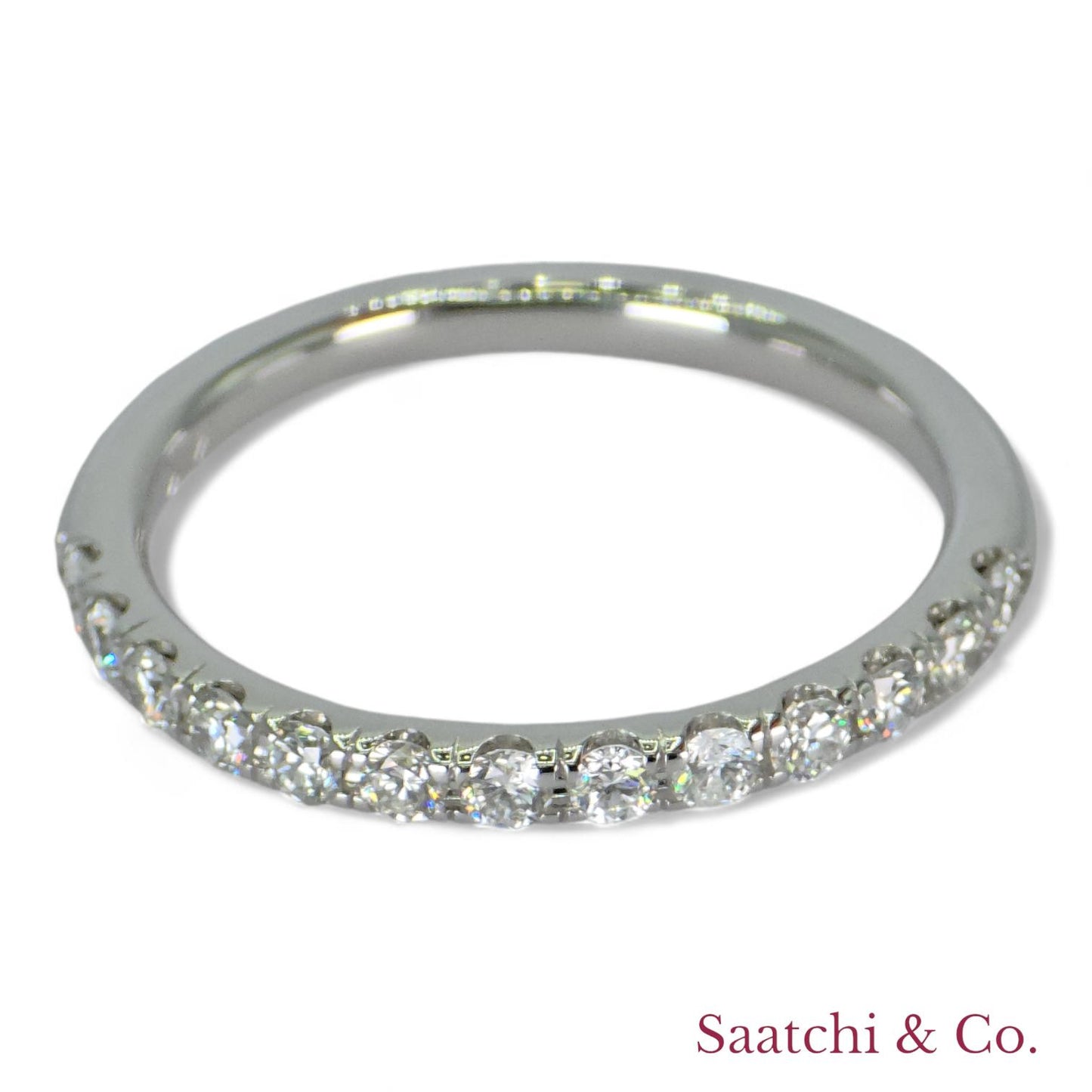 14k (585) White Gold Natural Diamond Half Eternity Band