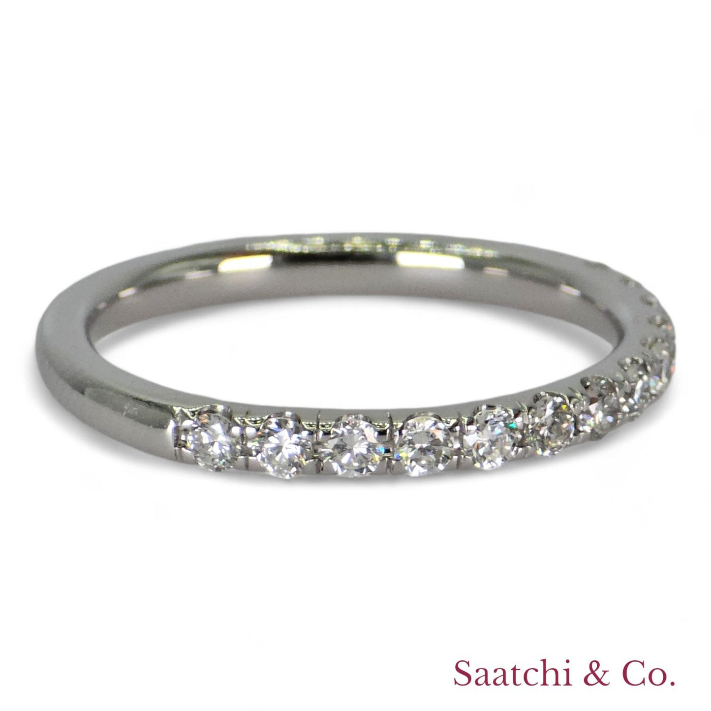 14k (585) White Gold Natural Diamond Half Eternity Band