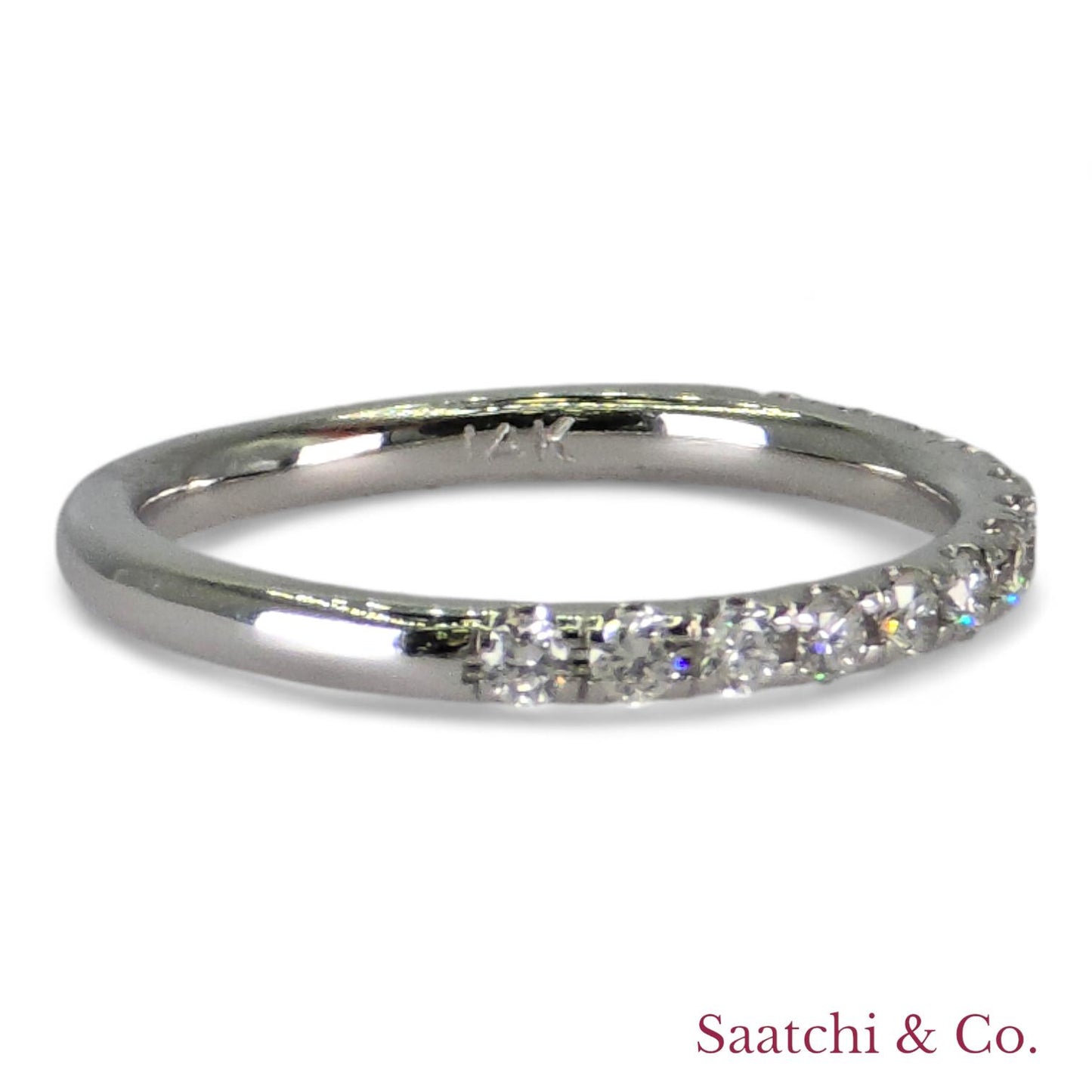 14k (585) White Gold Natural Diamond Half Eternity Band