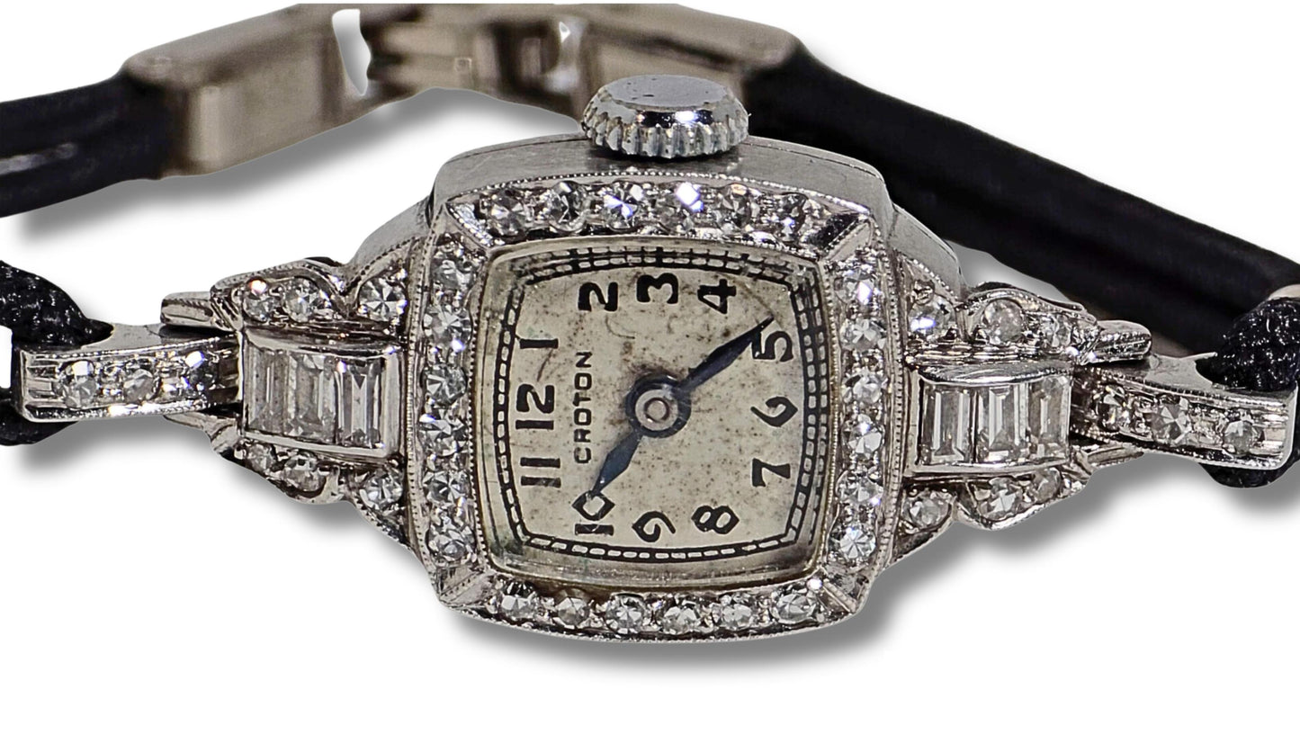 Vintage - Platinum (950) & Natural Diamond - Croton Women's Watch