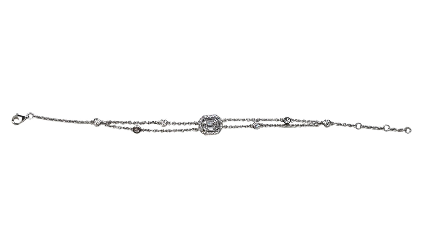 Elegant 18K White Gold Bracelet with 1 Ct Natural White Diamonds, 5 grams